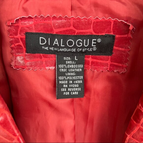 vintage dialogue croc embossed genuine leather blazer red large - Picture 4 of 10